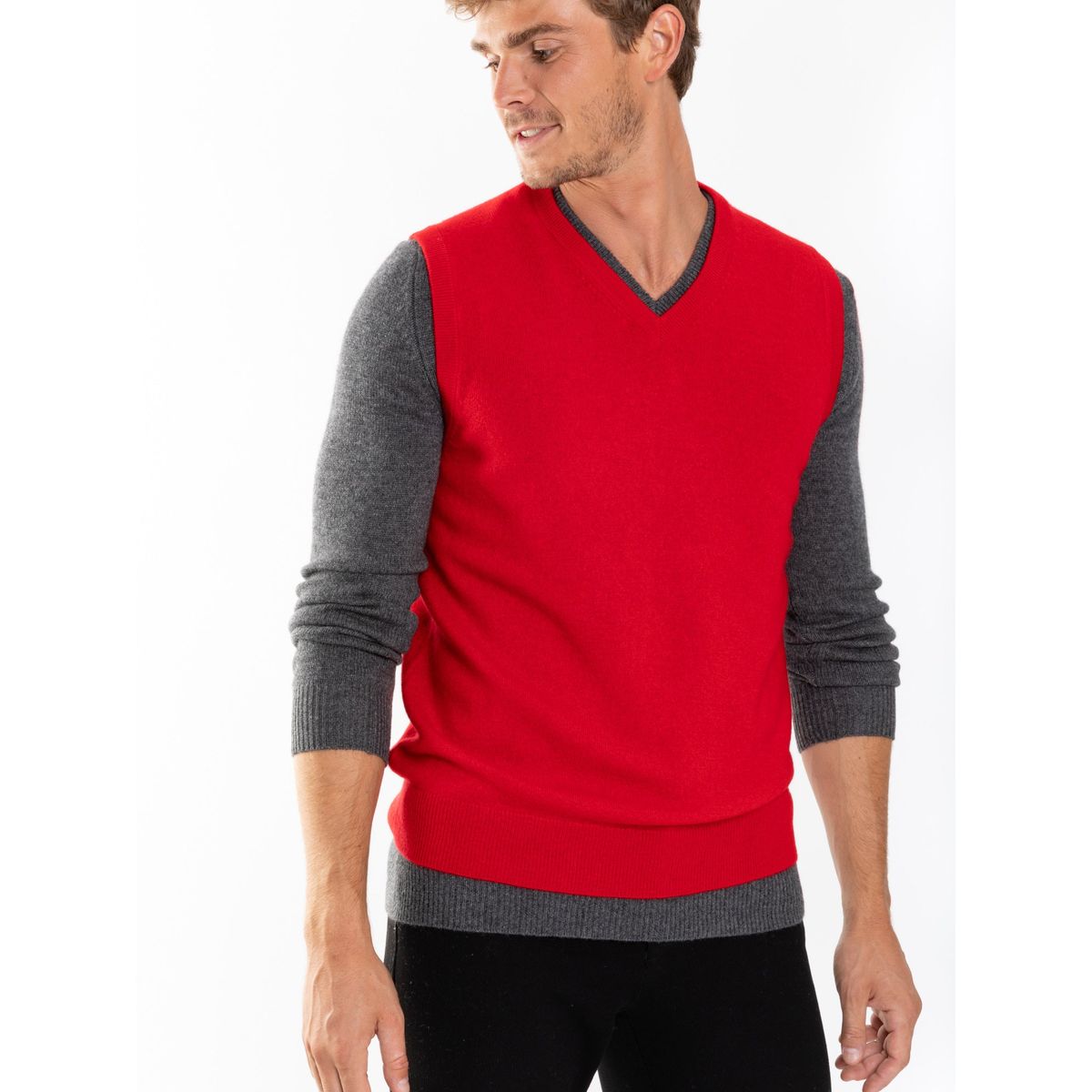 Pull sans manche col best sale v homme