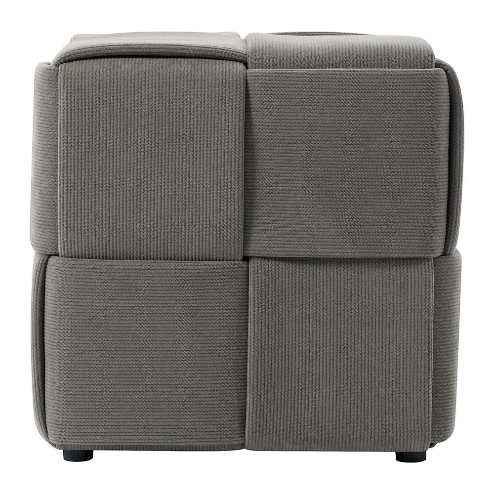 Pouf velours côtelé gris, ZAGO