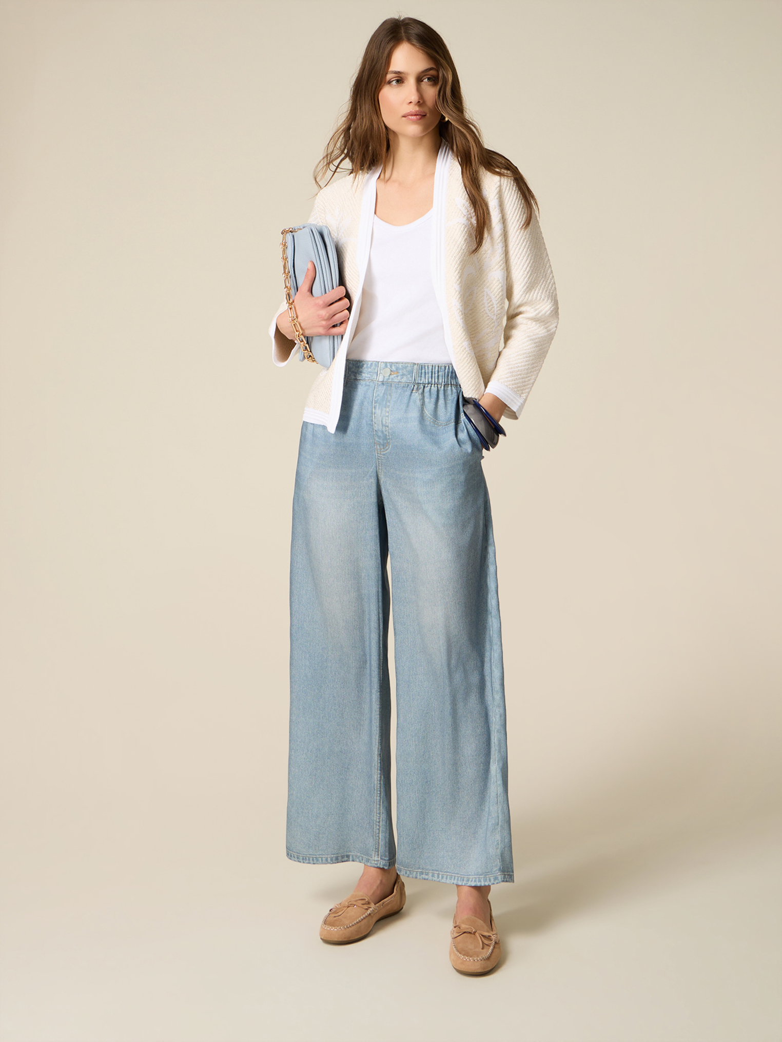 Pantalon palazzo effet denim, OLTRE