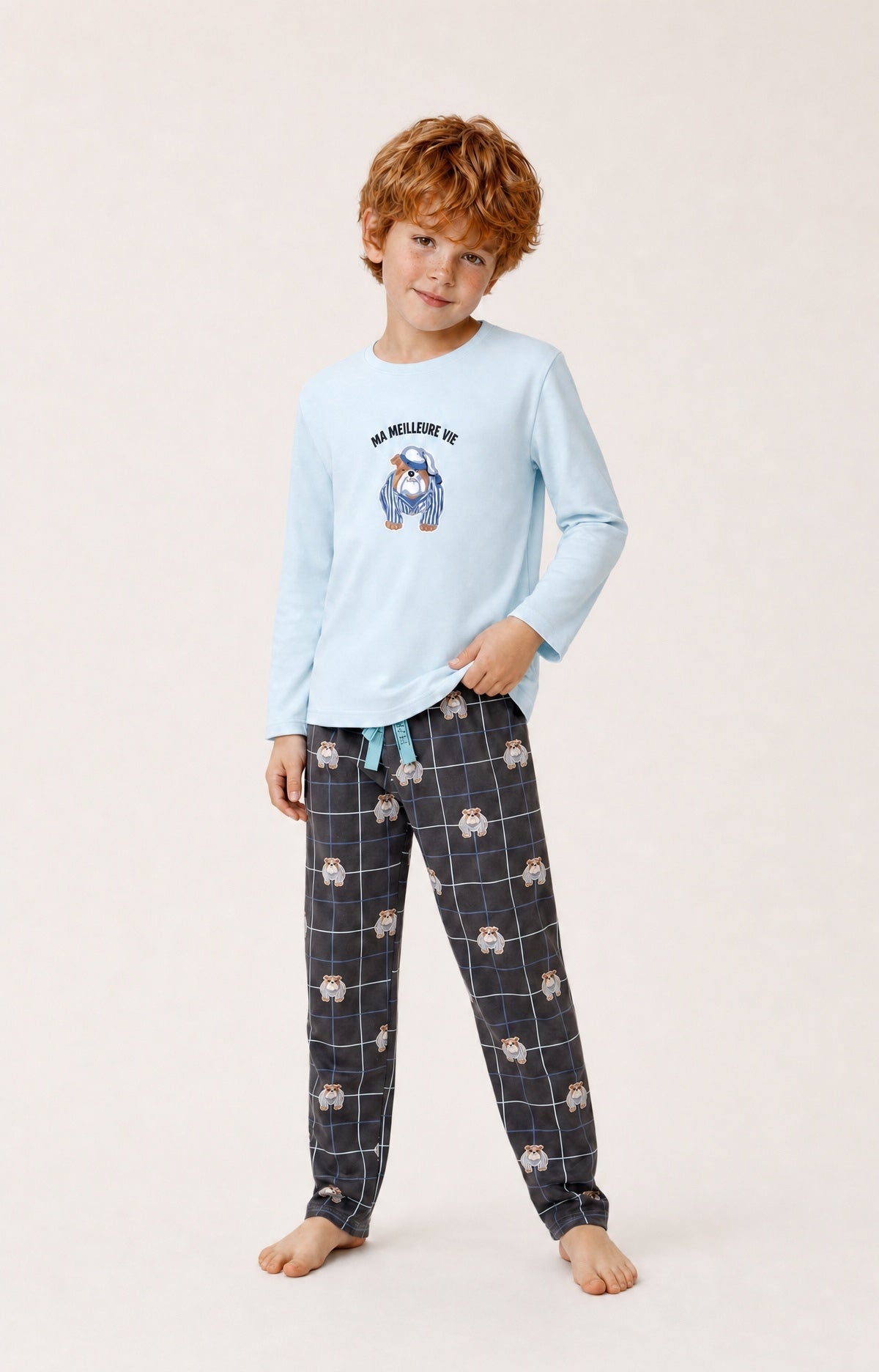 Pyjama enfant en jersey de coton épais imprimé Ma meilleure vie, ARTHUR