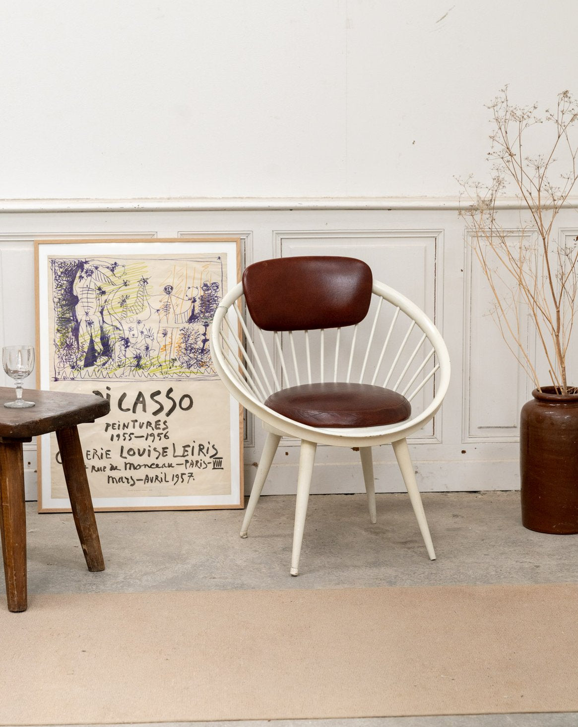 Fauteuil circle en cuir par Yngve Ekström Jakob N°1293 - Bon état, DEBONGOUT