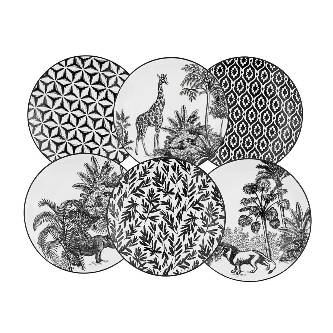Lot de 6 grandes assiettes, SAVANA, ARTIME