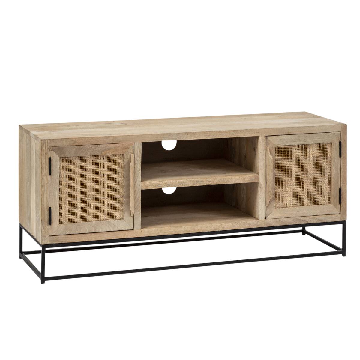 Meuble TV en bois de manguier et cannage RIM, MADE IN MEUBLES