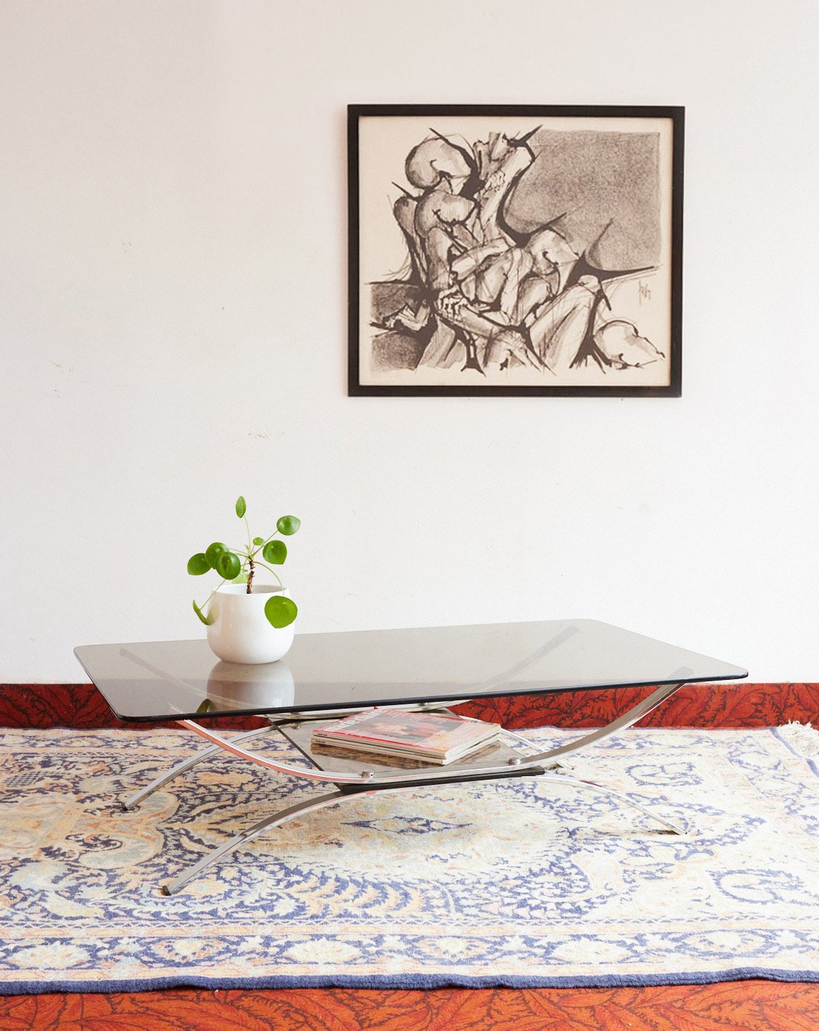 Table basse en verre fumé Donna N°1622 - Bon état, DEBONGOUT