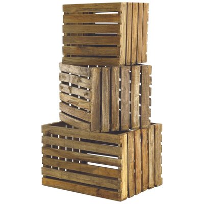 Caisse de rangement gigogne bois recyclé 70 x 45 cm Noldor (lot de 3) COULEURS DES ALPES