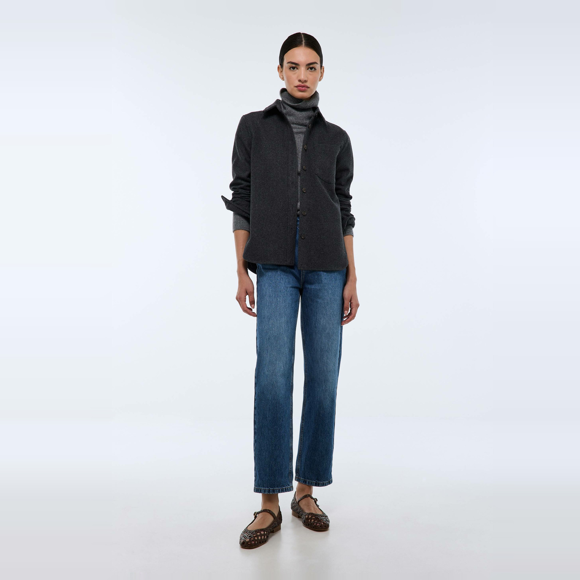 Chemise manches longues contenant de la laine, MONOPRIX