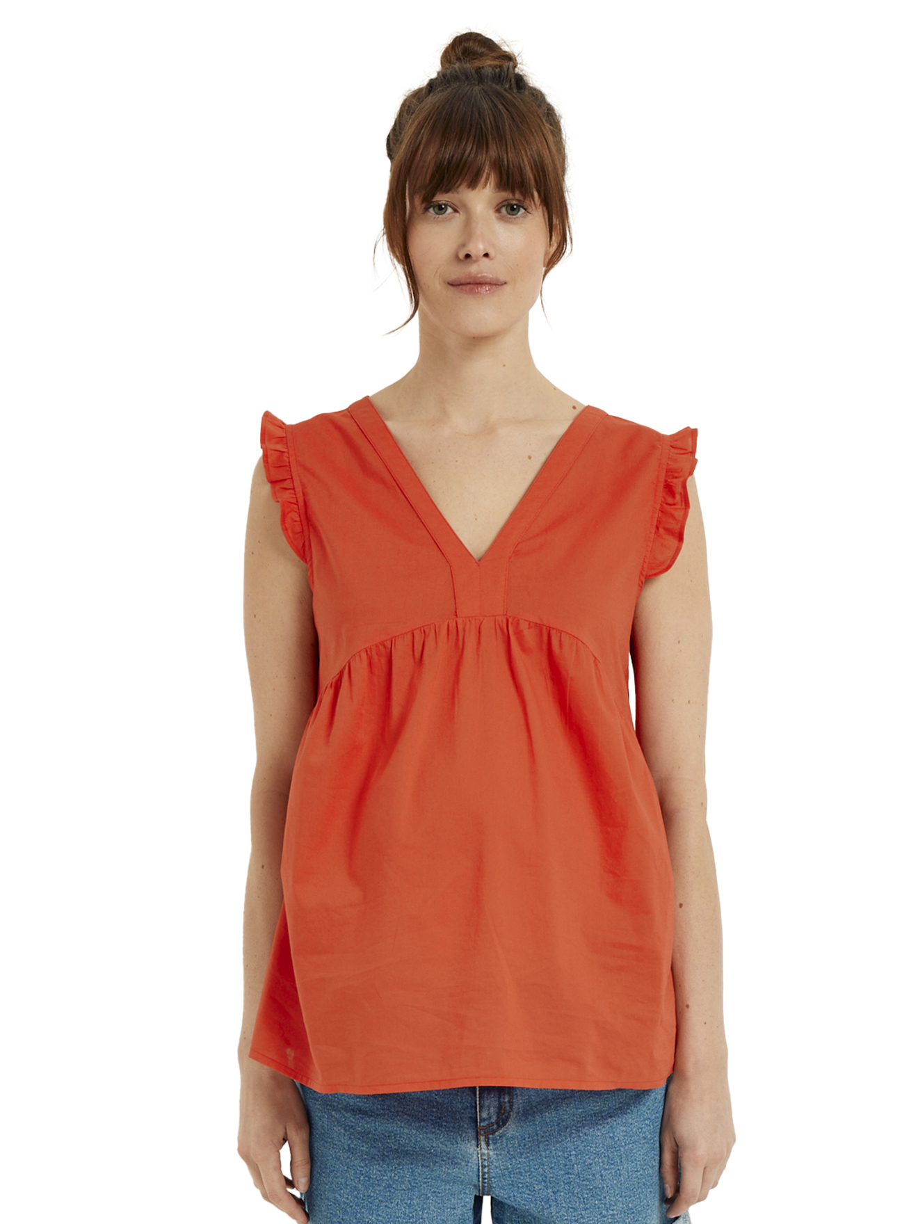 Blouse sans manches de grossesse voile de coton, VERTBAUDET