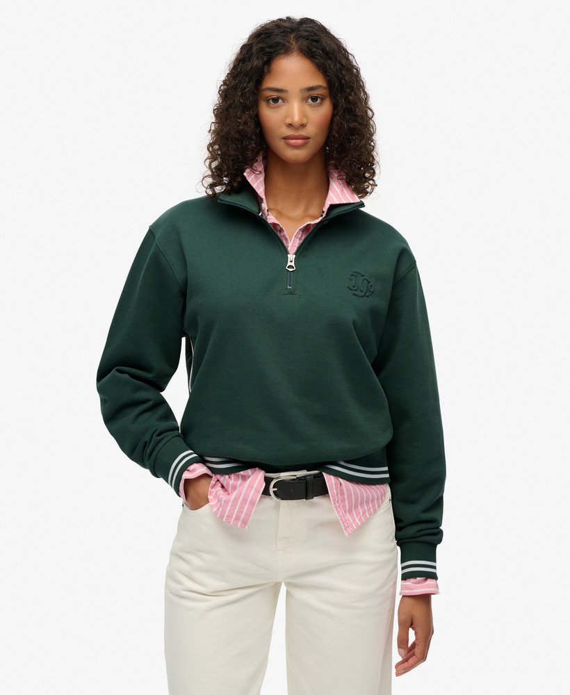 Pull Country Club à Demi-Zip Embossé, SUPERDRY