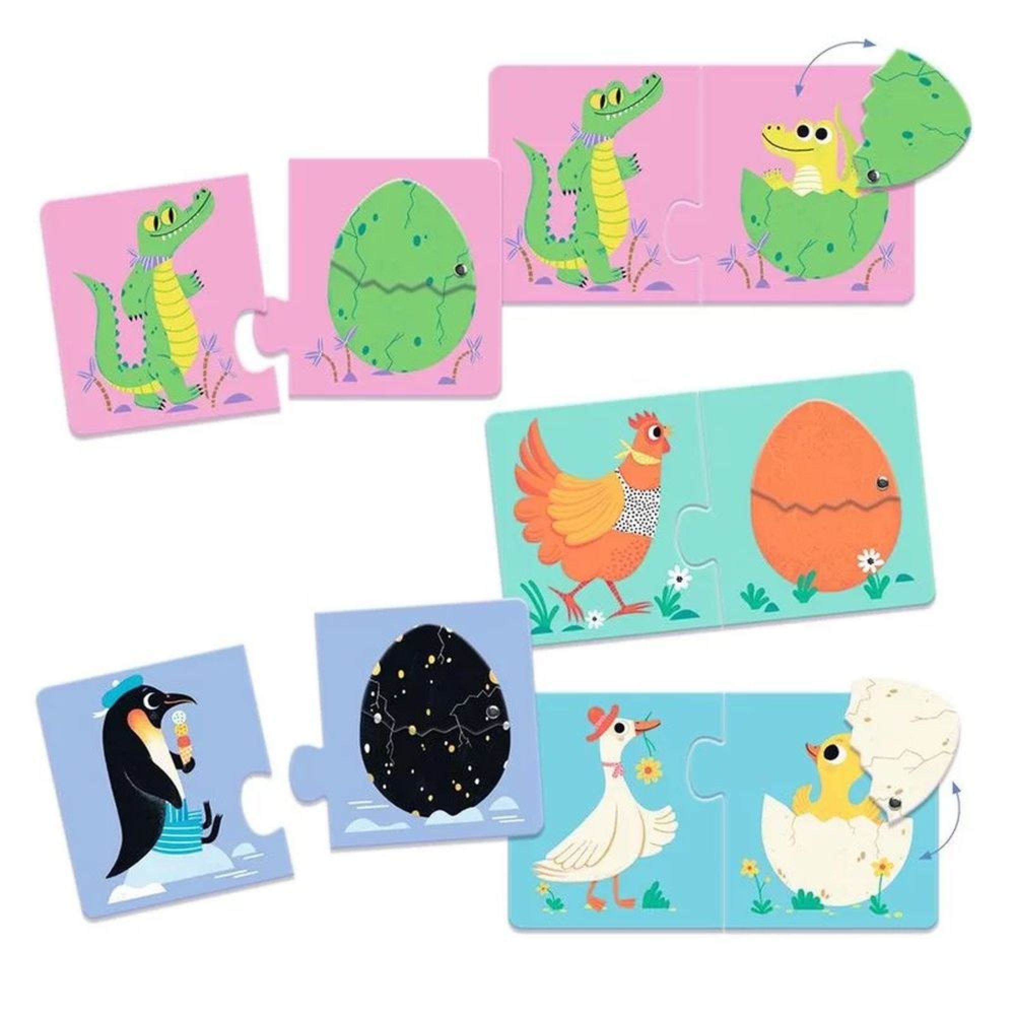 Puzzle Duo Articulo Les œufs rigolos, DJECO