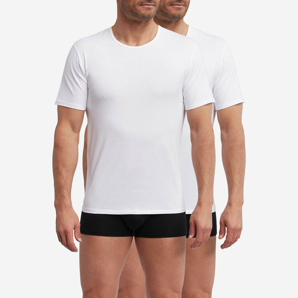 Image of Pack of 2 Regul'Activ Crew Neck T-Shirts in Cotton