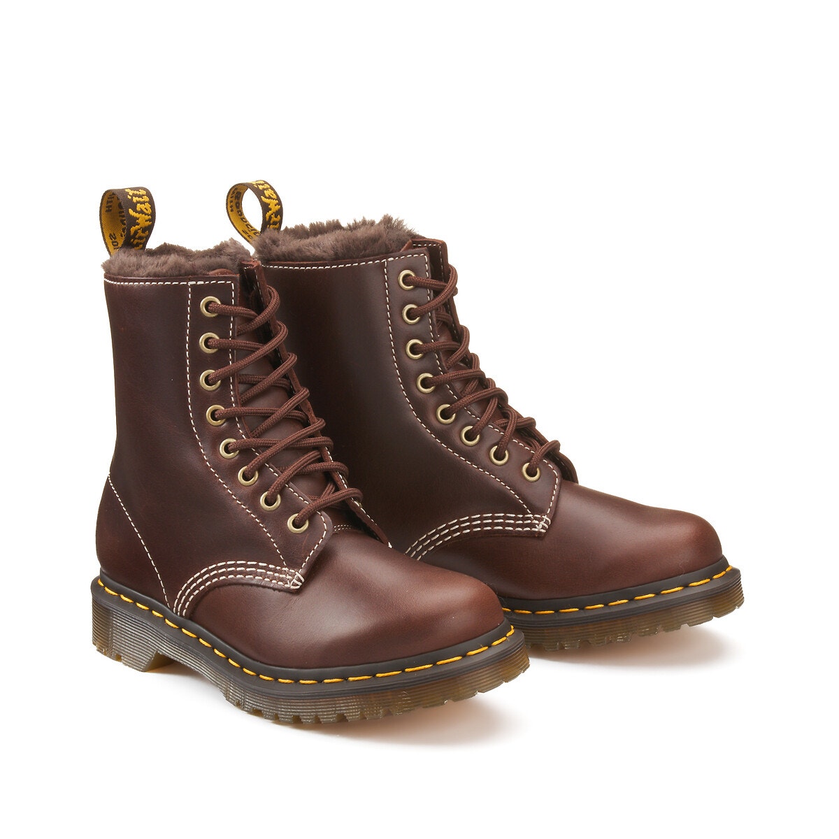 Boots en cuir fourr es 1460 serena marron Dr. Martens La Redoute