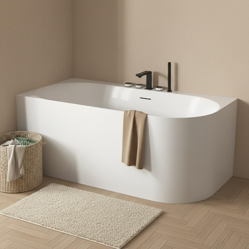 Baignoire acrylique Lucite semi-îlot blanche 170cm - Angle gauche FORMA, MOB IN