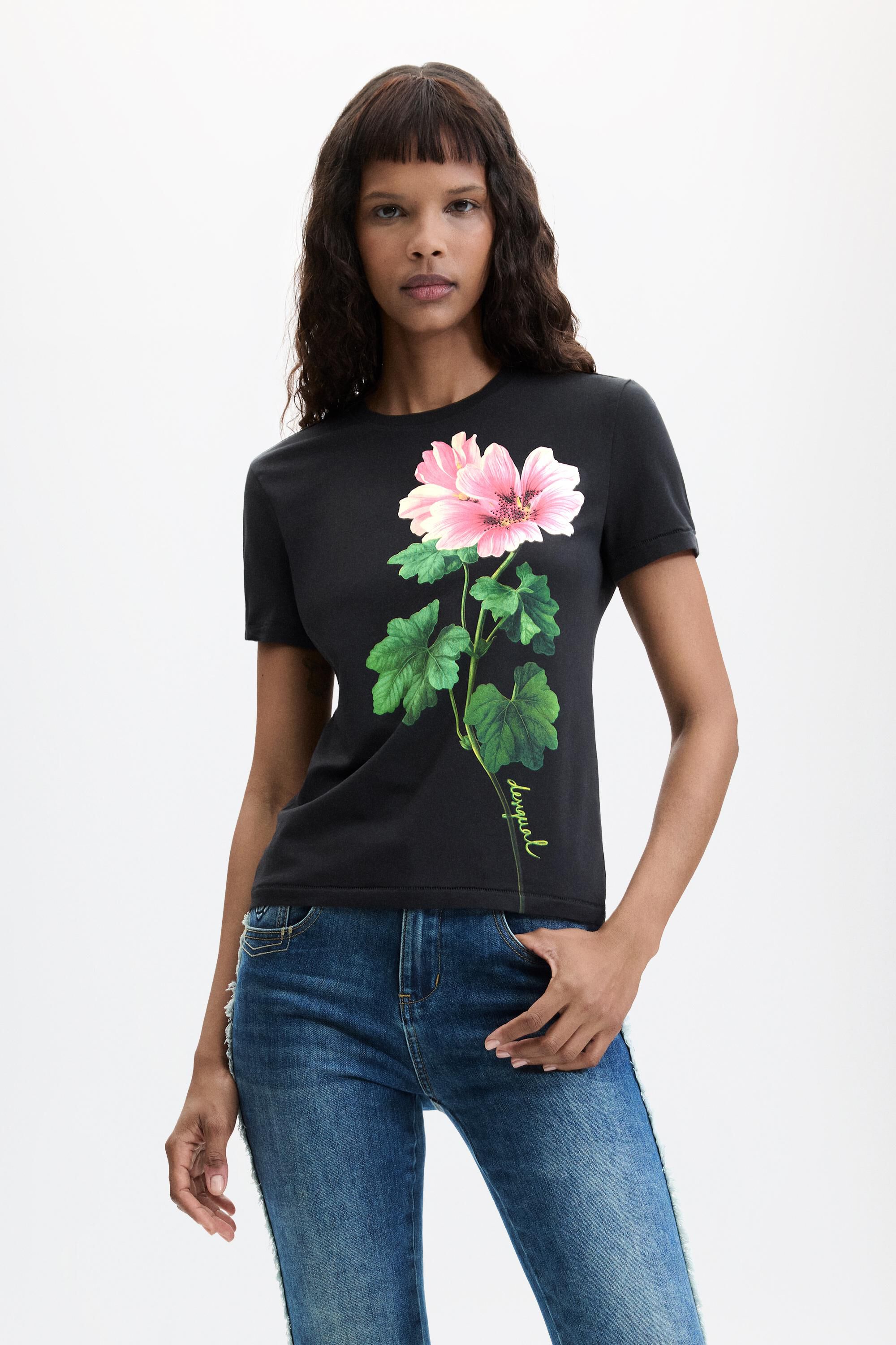 T-shirt imprimé à fleurs, DESIGUAL