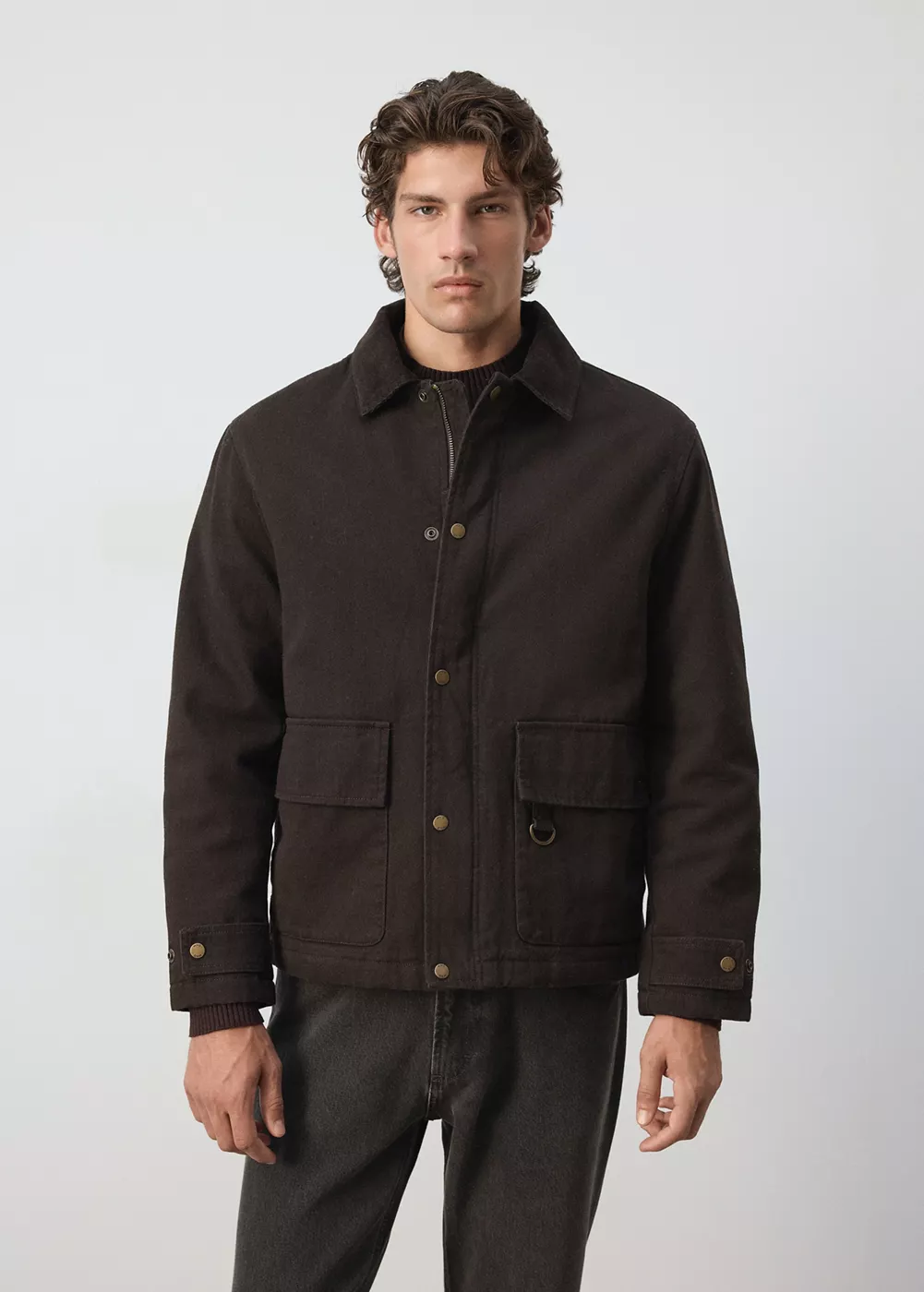 Quilted jacket with corduroy collar, MANGO MAN
