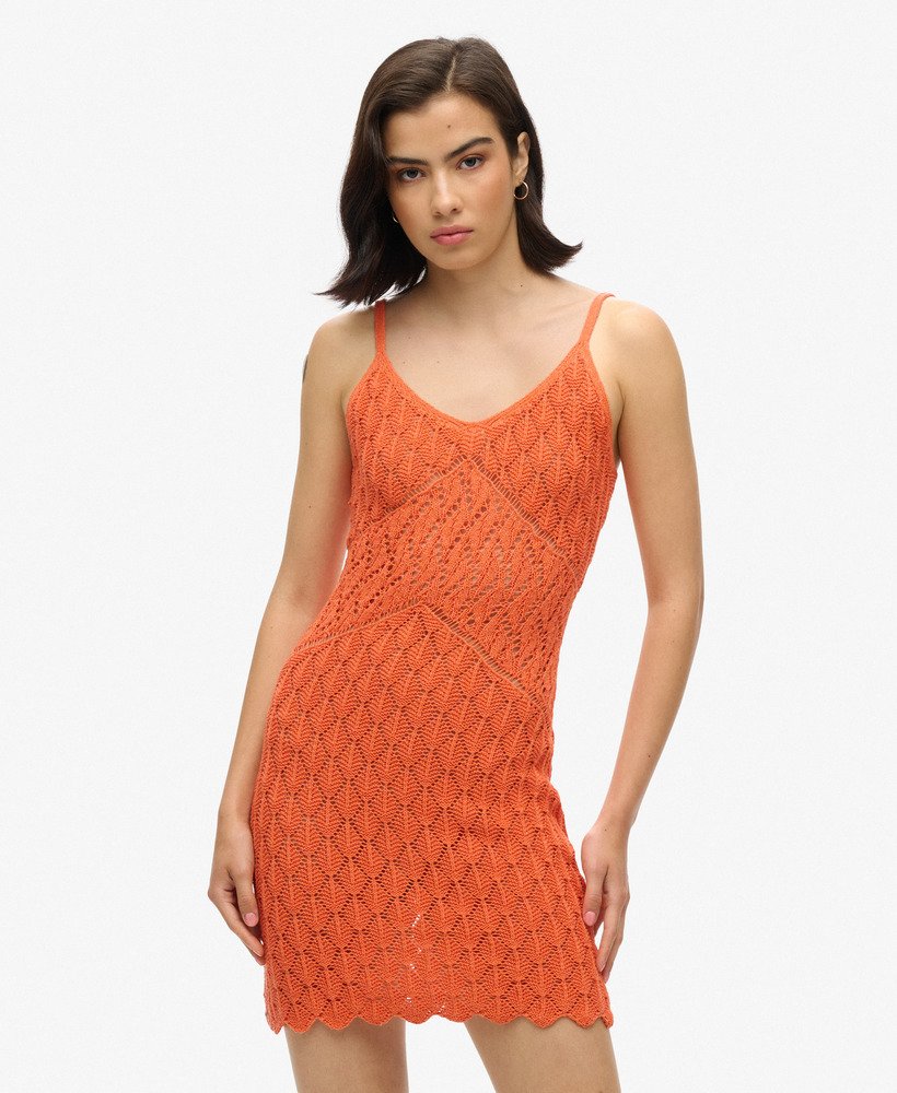 Robe courte caraco en crochet, SUPERDRY