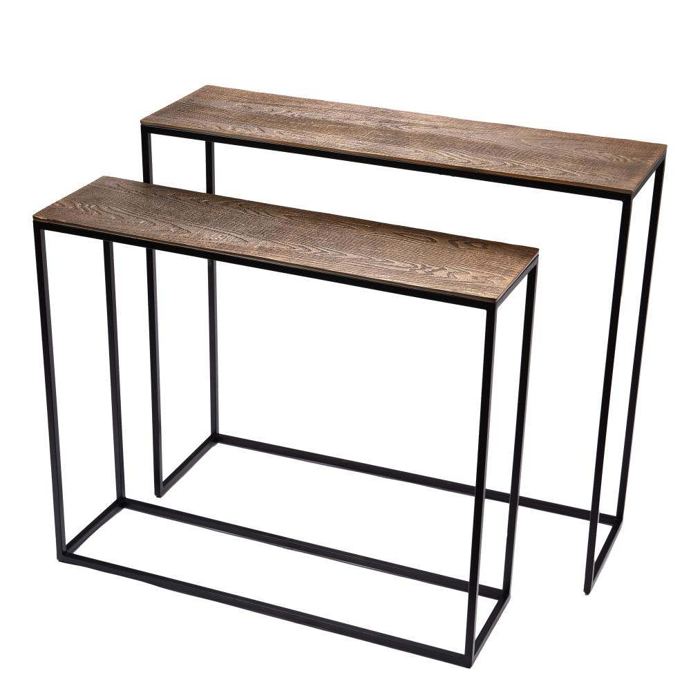 Lot de 2 consoles en bois et métal doré L90 cm Calcutta, AMADEUS