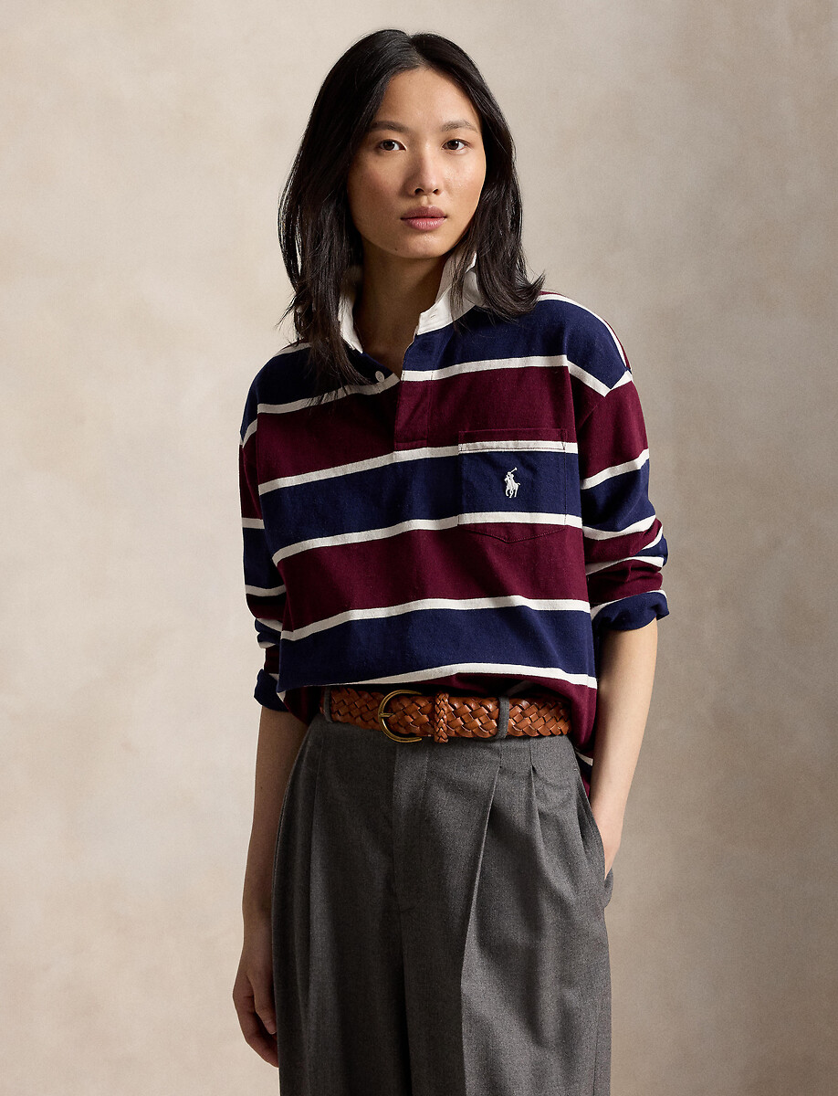 Sudadera con cuello de polo, de rayas, POLO RALPH LAUREN