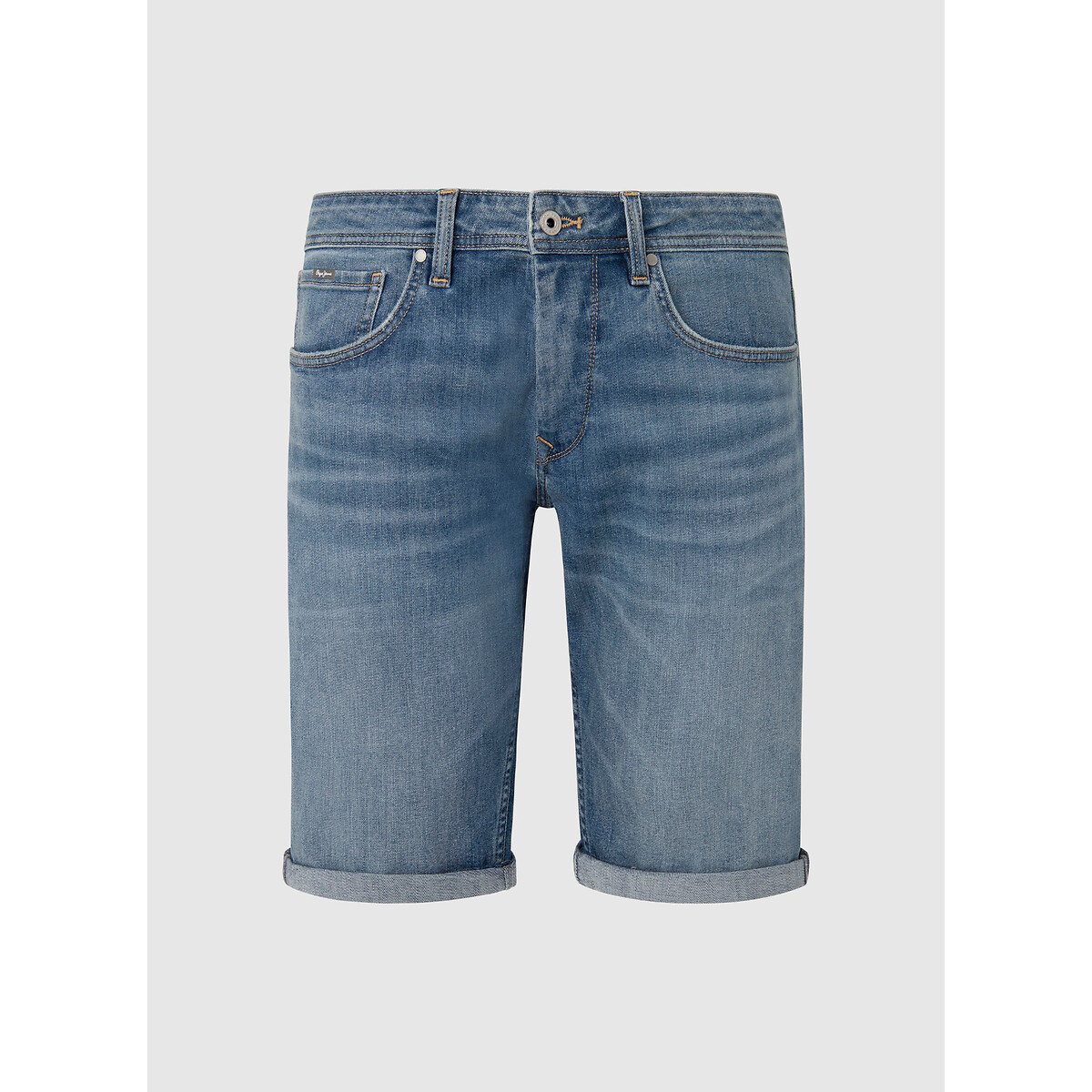 Image of Recycled Cotton Straight Shorts in Denim