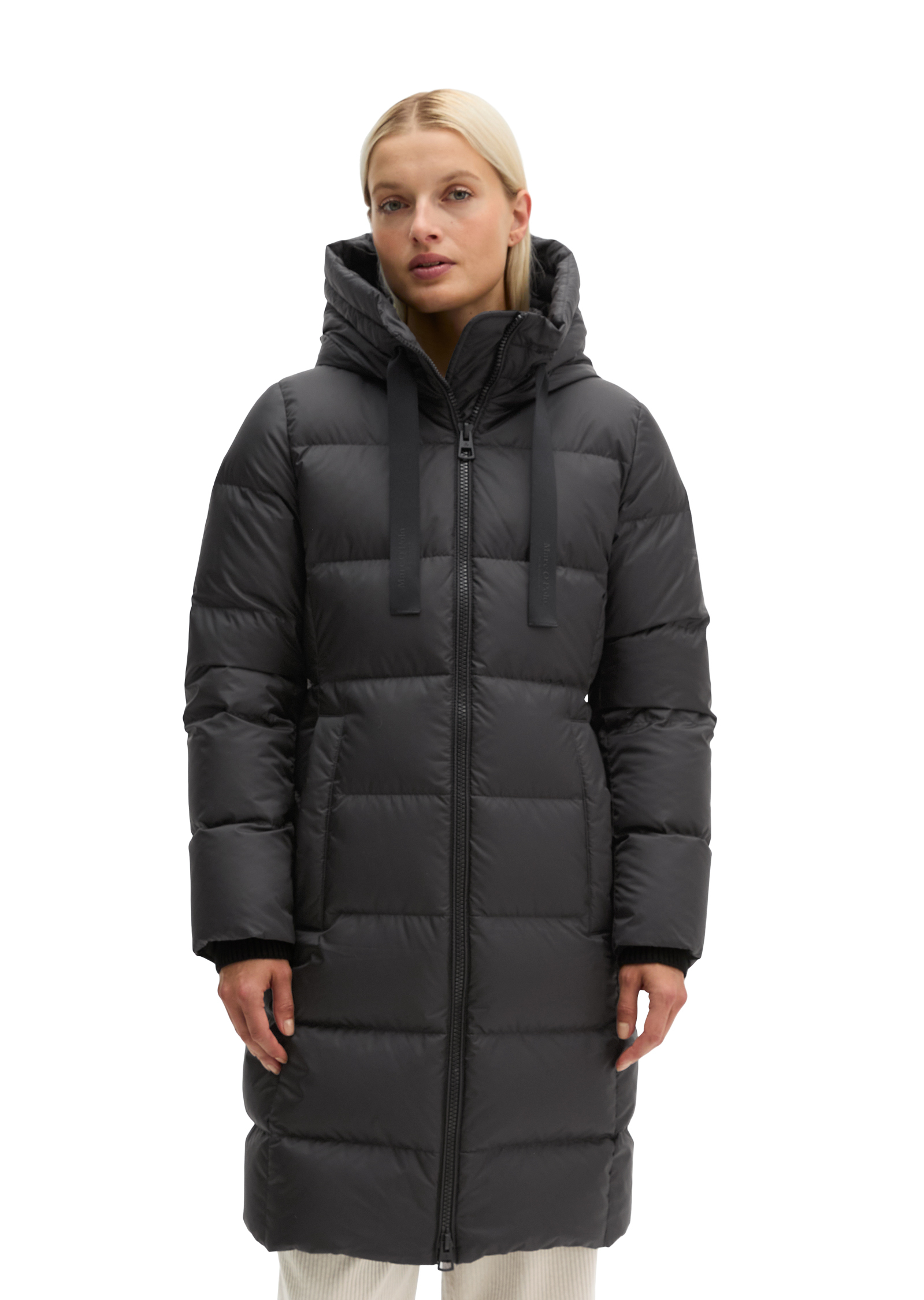 Manteau matelassé en duvet à capuche, coupe régulière avec une surface hydrofuge, MARC O'POLO