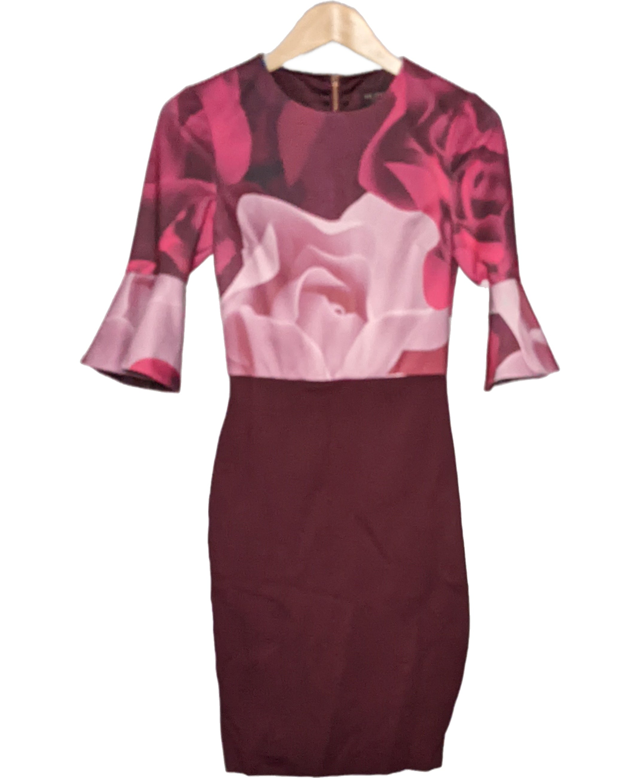 Robe Ted Baker Taille 3 (12) - Tricot Gris Et Vert Clair, Manches Courtes - Occasion Très Bon état