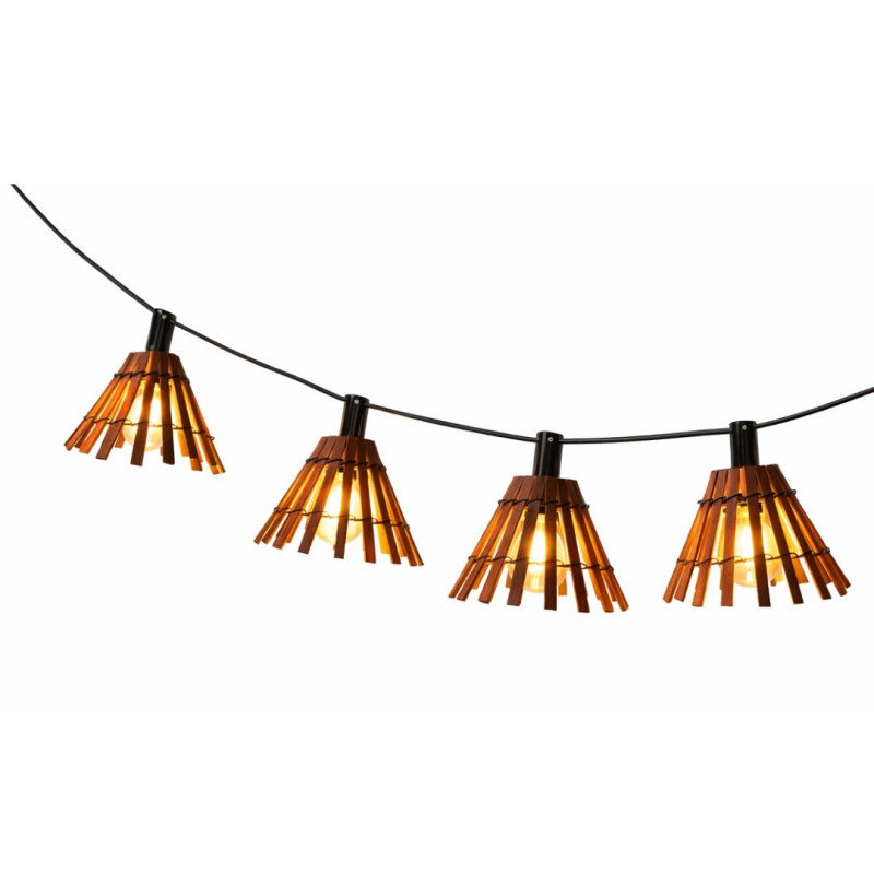 Guirlande Solaire Maloya 10 ampoules Abat jour bambou, WATT ET HOME