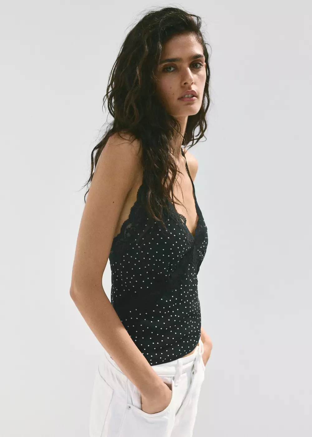 Crop top à pois, MANGO