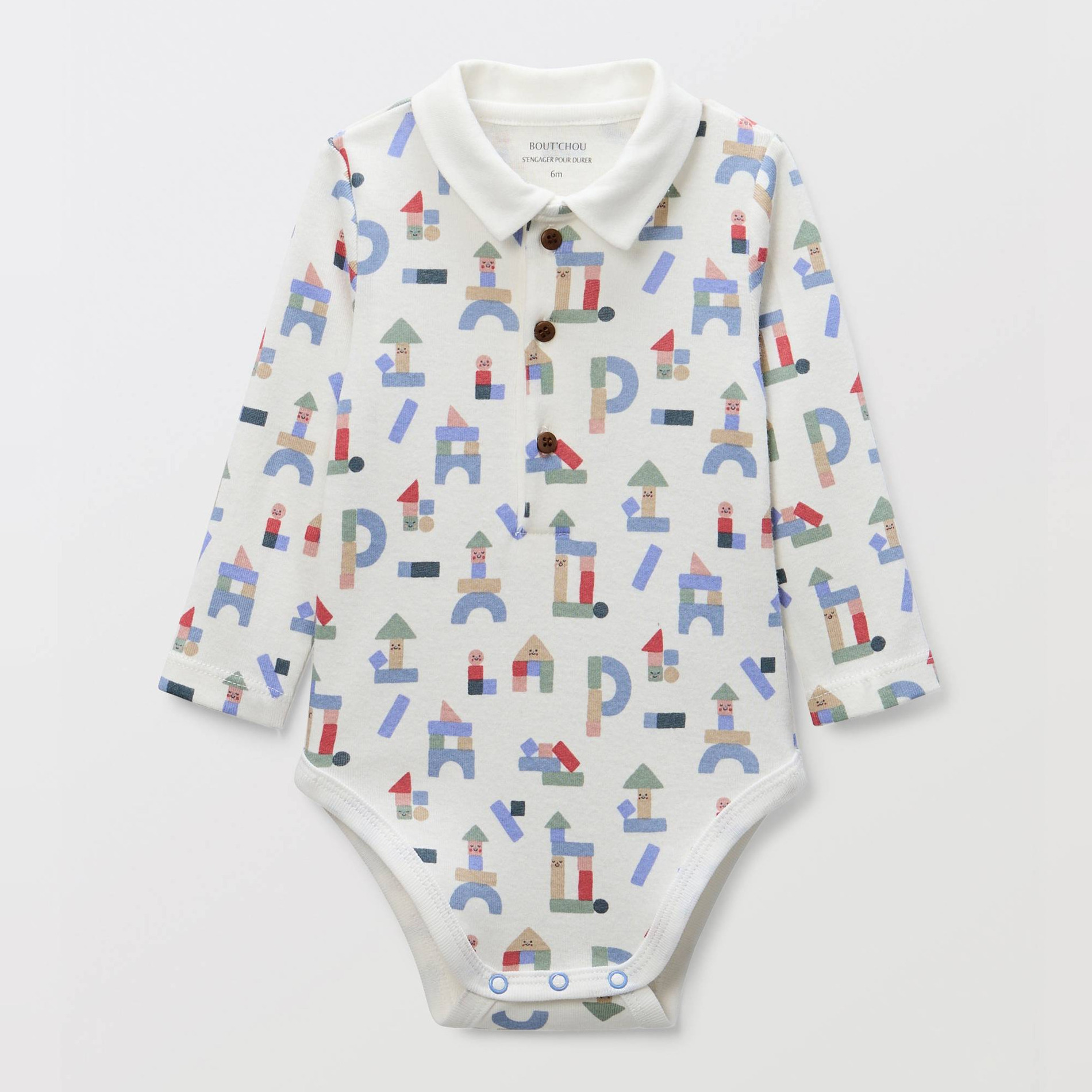Body imprimé à col en coton BIO GOTS, BOUT'CHOU