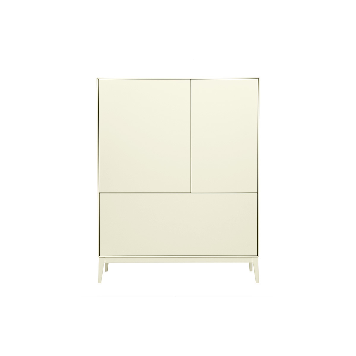 Buffet haut beige laqué mat 2 portes 1 tiroir L90 cm GRAY, MILIBOO