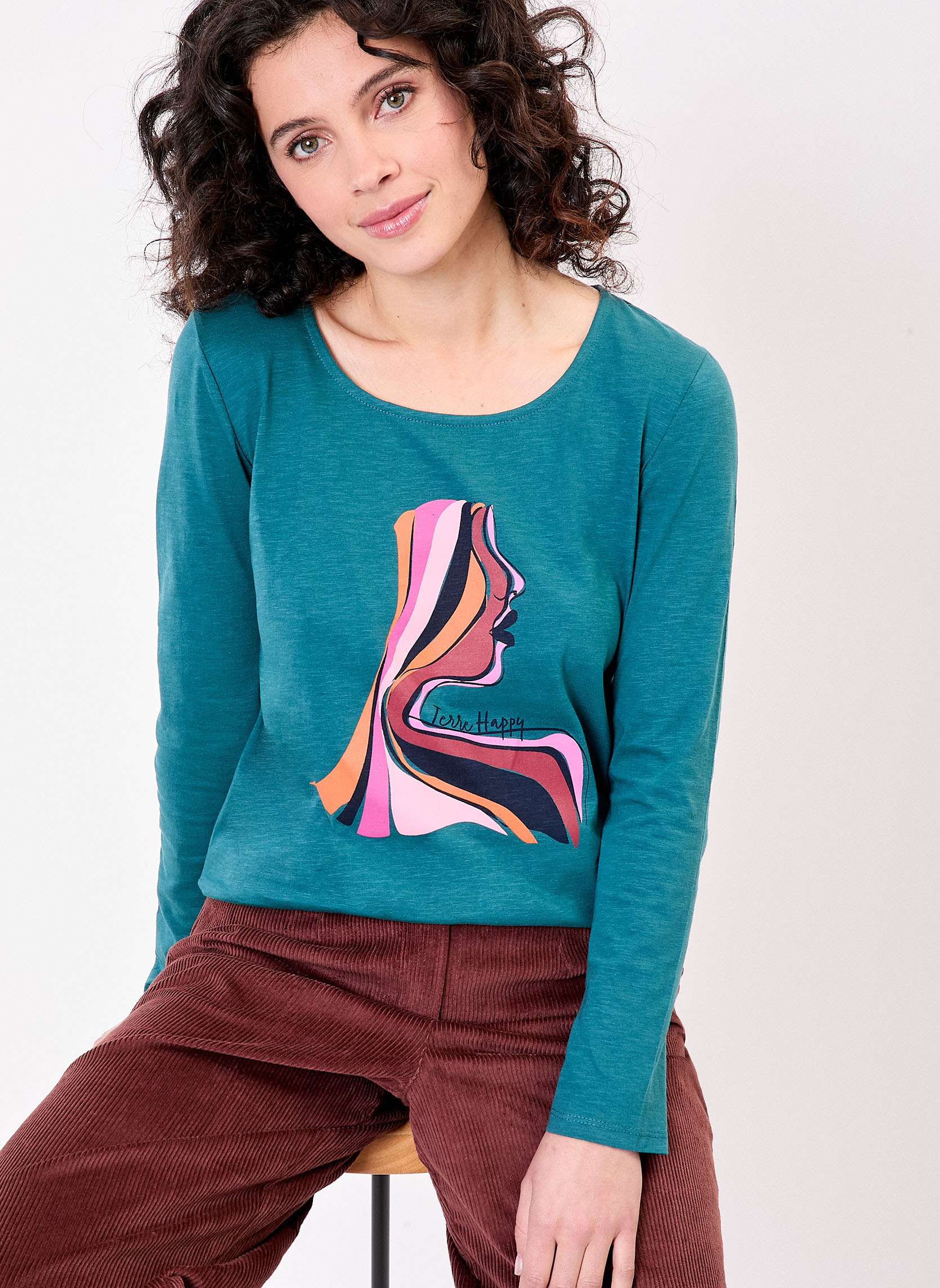 T-shirt coton flammé bio imprimé KANPUR, LA FIANCÉE