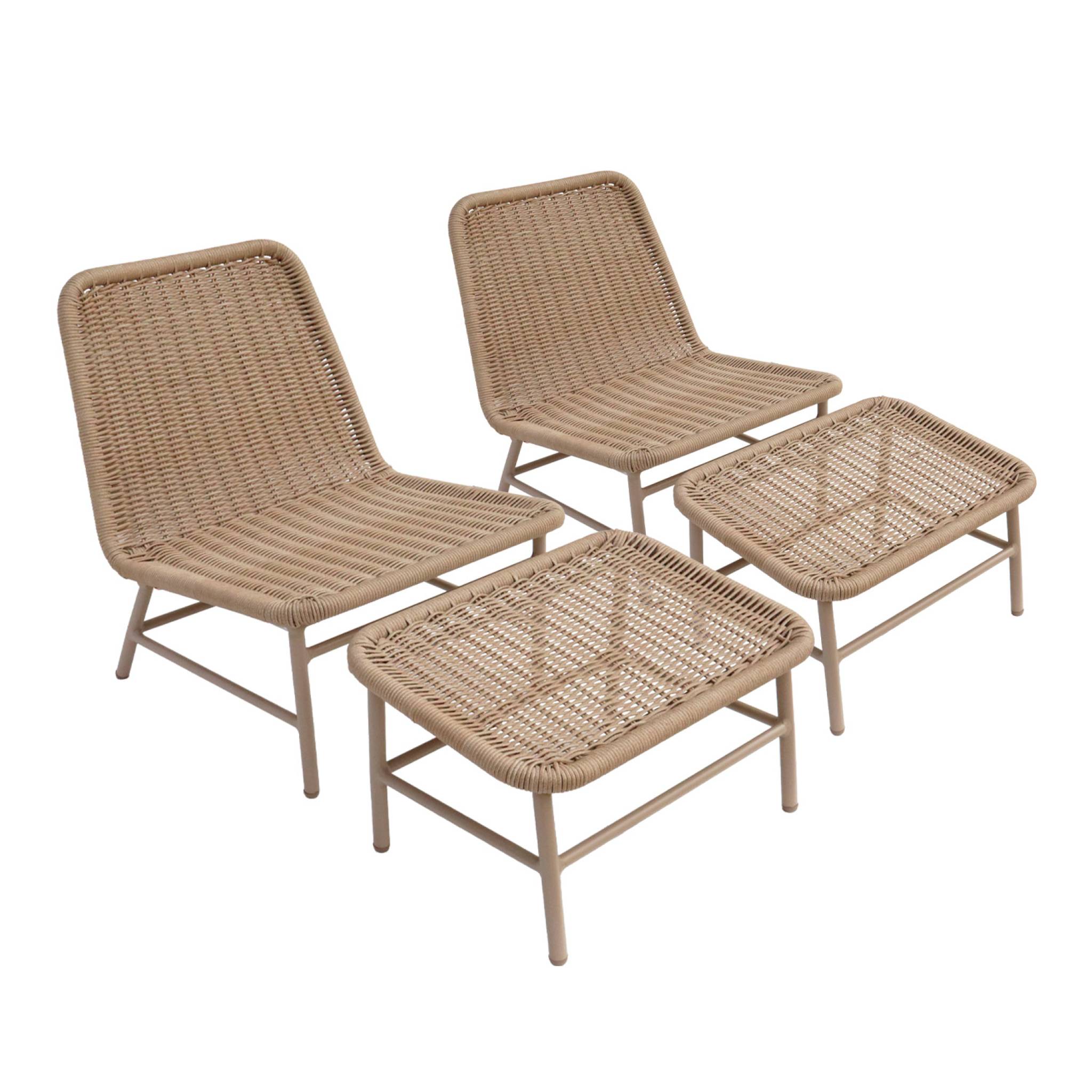 Fauteuil relax et repose pied aluminium et corde (lot de 2) LAGUNA, SWEEEK