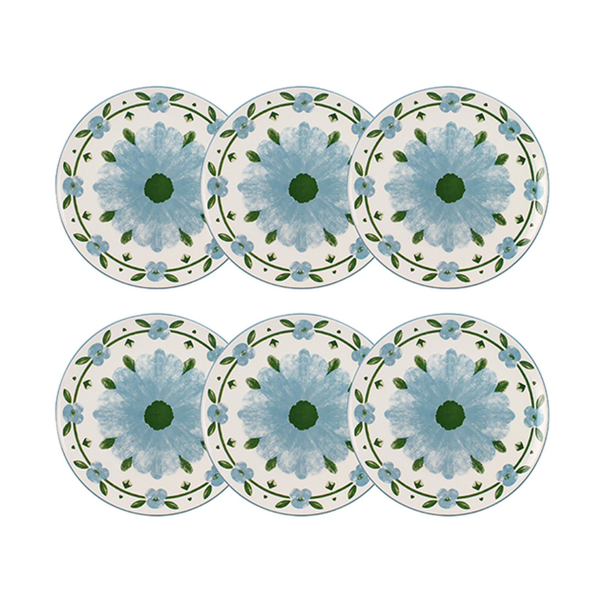 Lot de 6 assiettes plates 27cm en porcelaine, PRIMAVERA, NOVASTYL