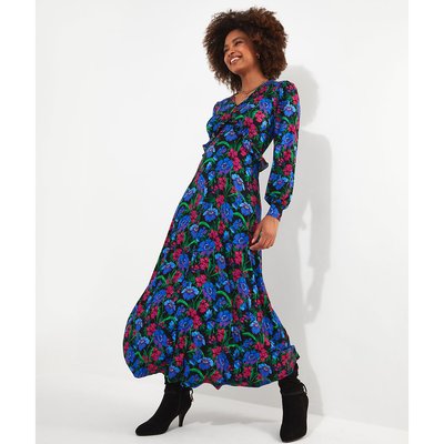 Floral Jersey Maxi Dress with Puff Sleeves and V-Neck JOE BROWNS