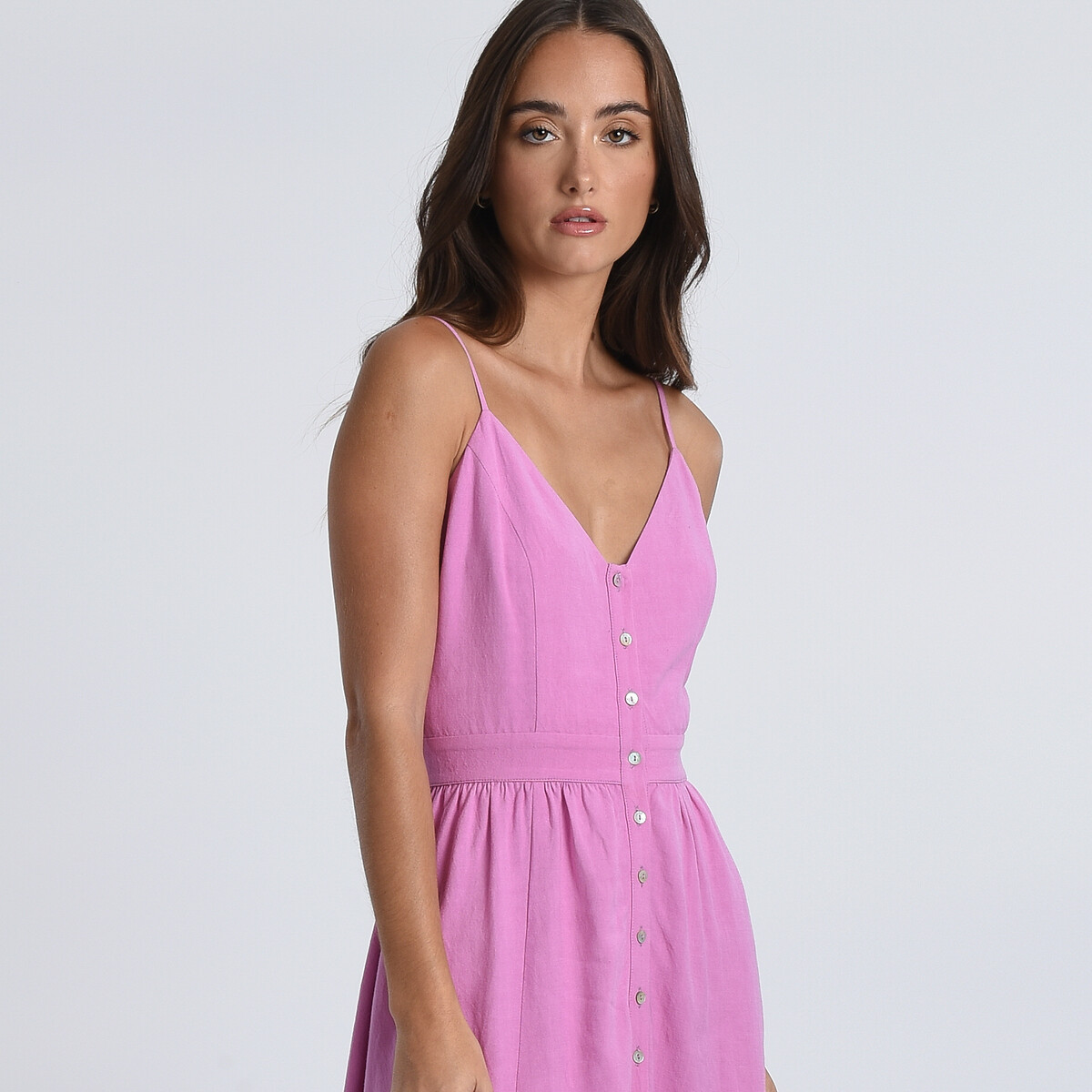 Buttoned cami dress with back bow pink Molly Bracken La Redoute