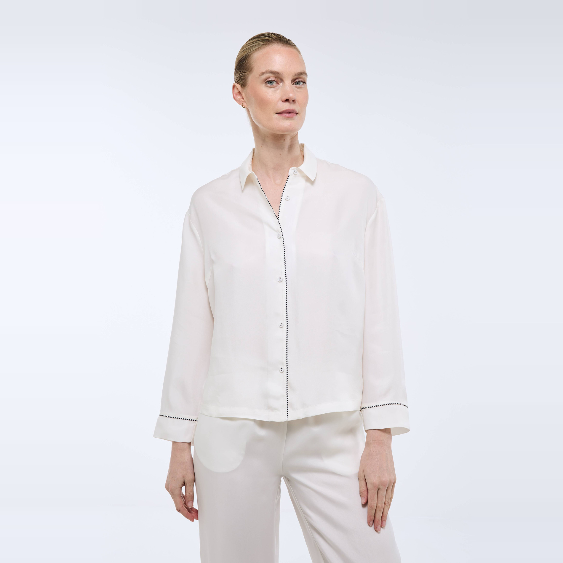 Chemise unie en cupro et viscose, MONOPRIX