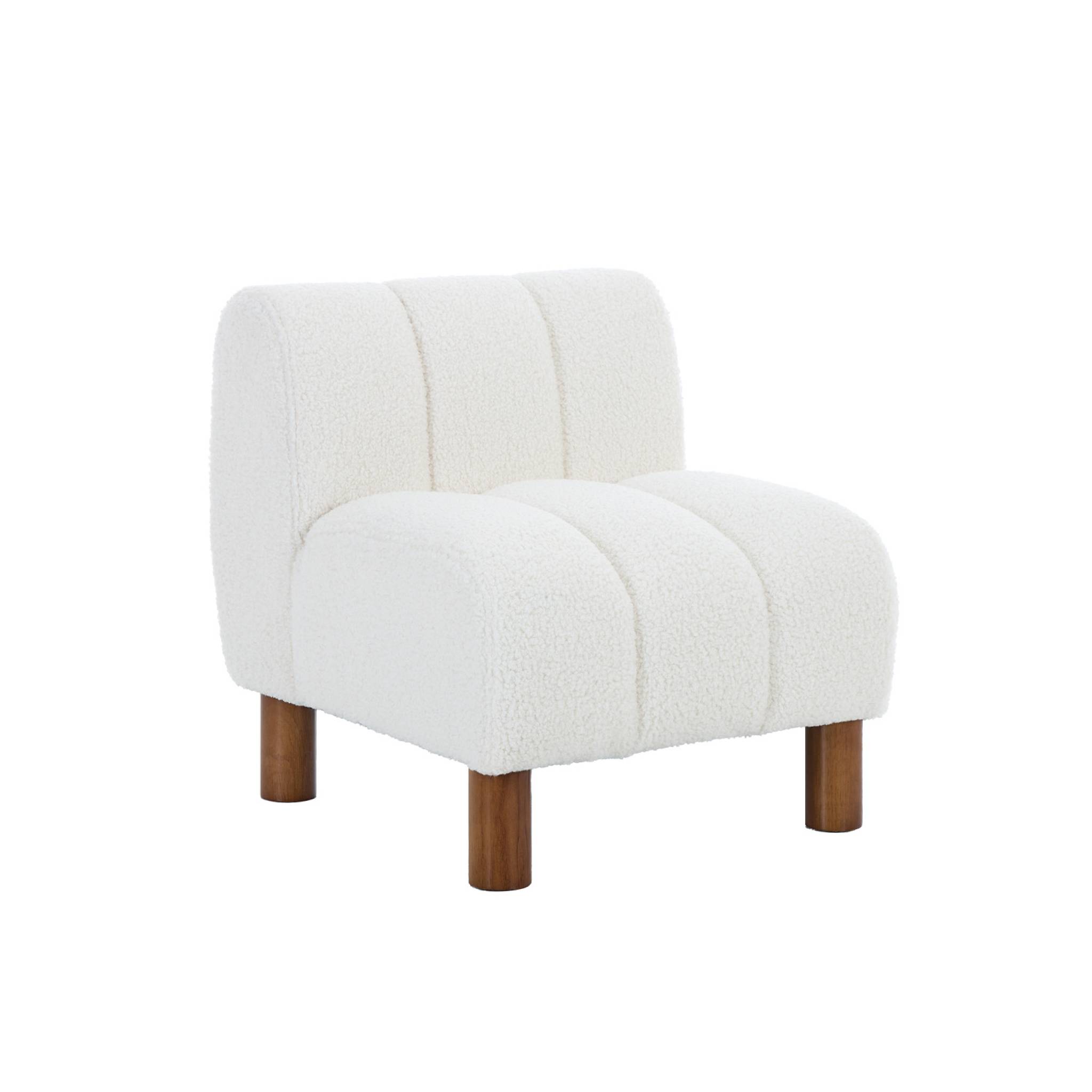 Fauteuil enfant pieds arrondis bois d'hévéa et bouclette ANGEL KIDS, SWEEEK