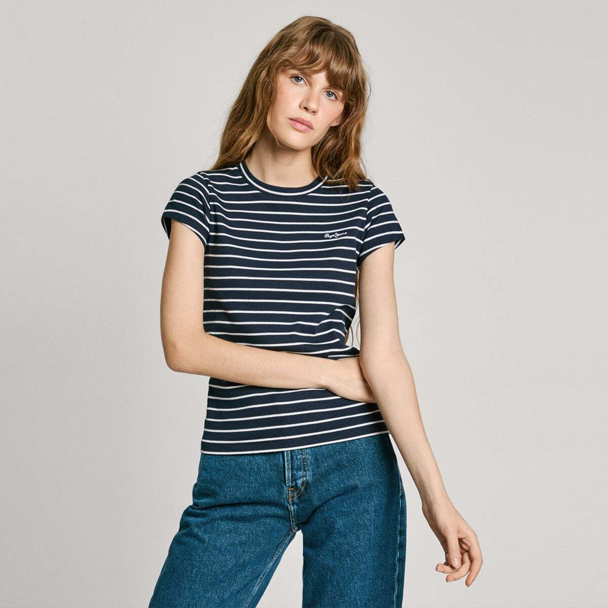 T-Shirt Côtelé À Rayures, PEPE JEANS
