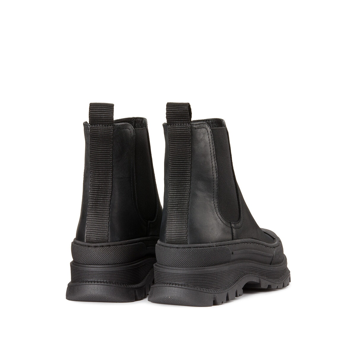 Bottines lastiqu es en cuir noir Ikks La Redoute