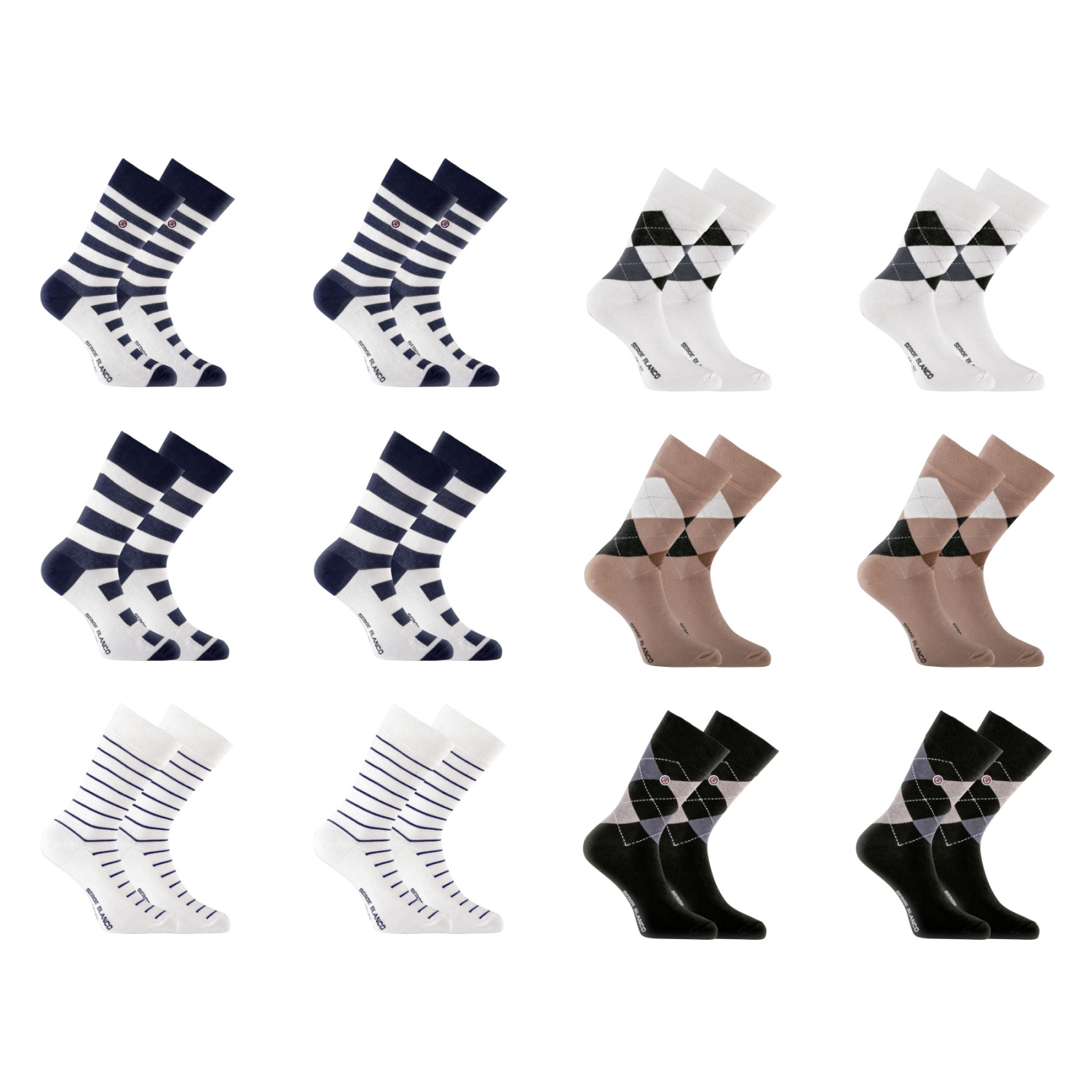 Lot De 12 Chaussettes De Ville, SERGE BLANCO