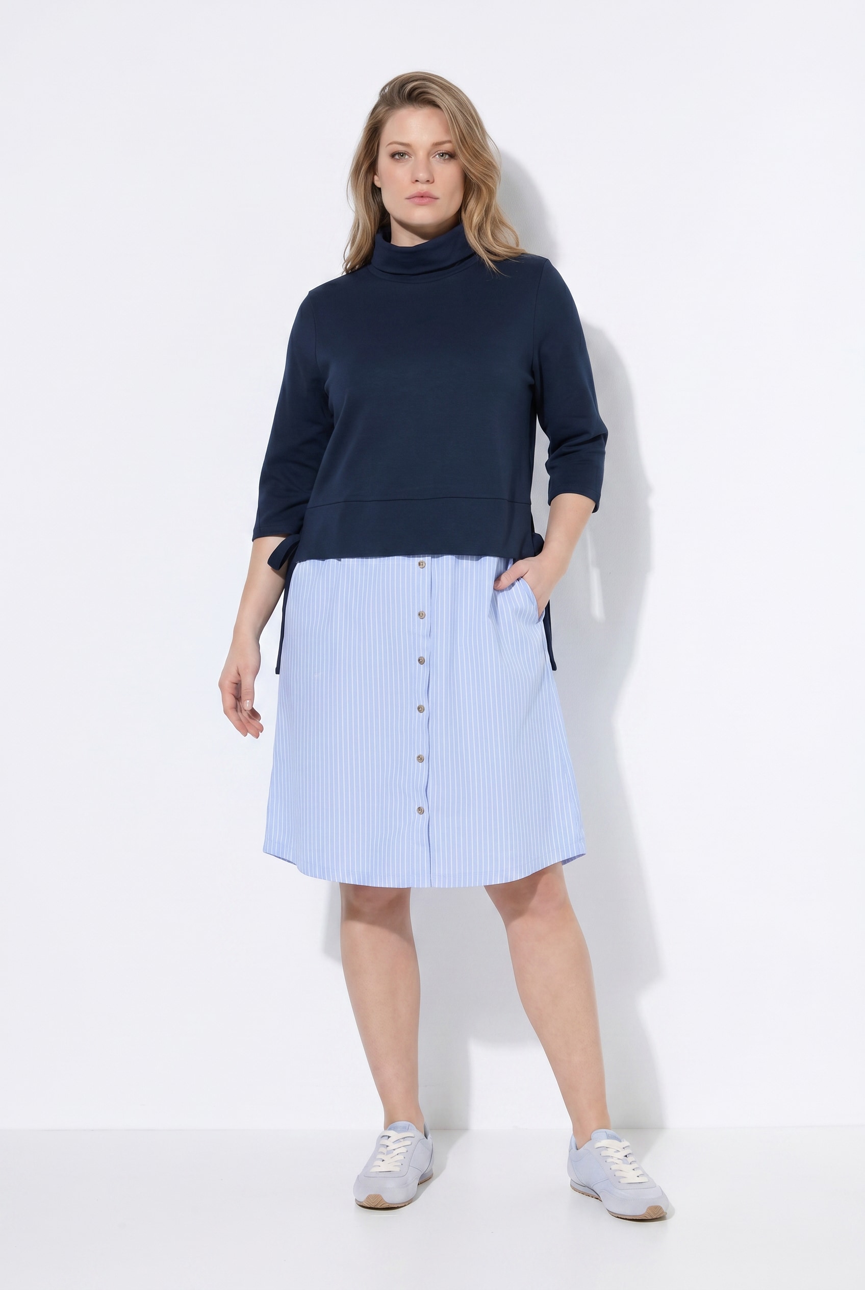 Robe en coton bio, jeu de matières, ULLA POPKEN