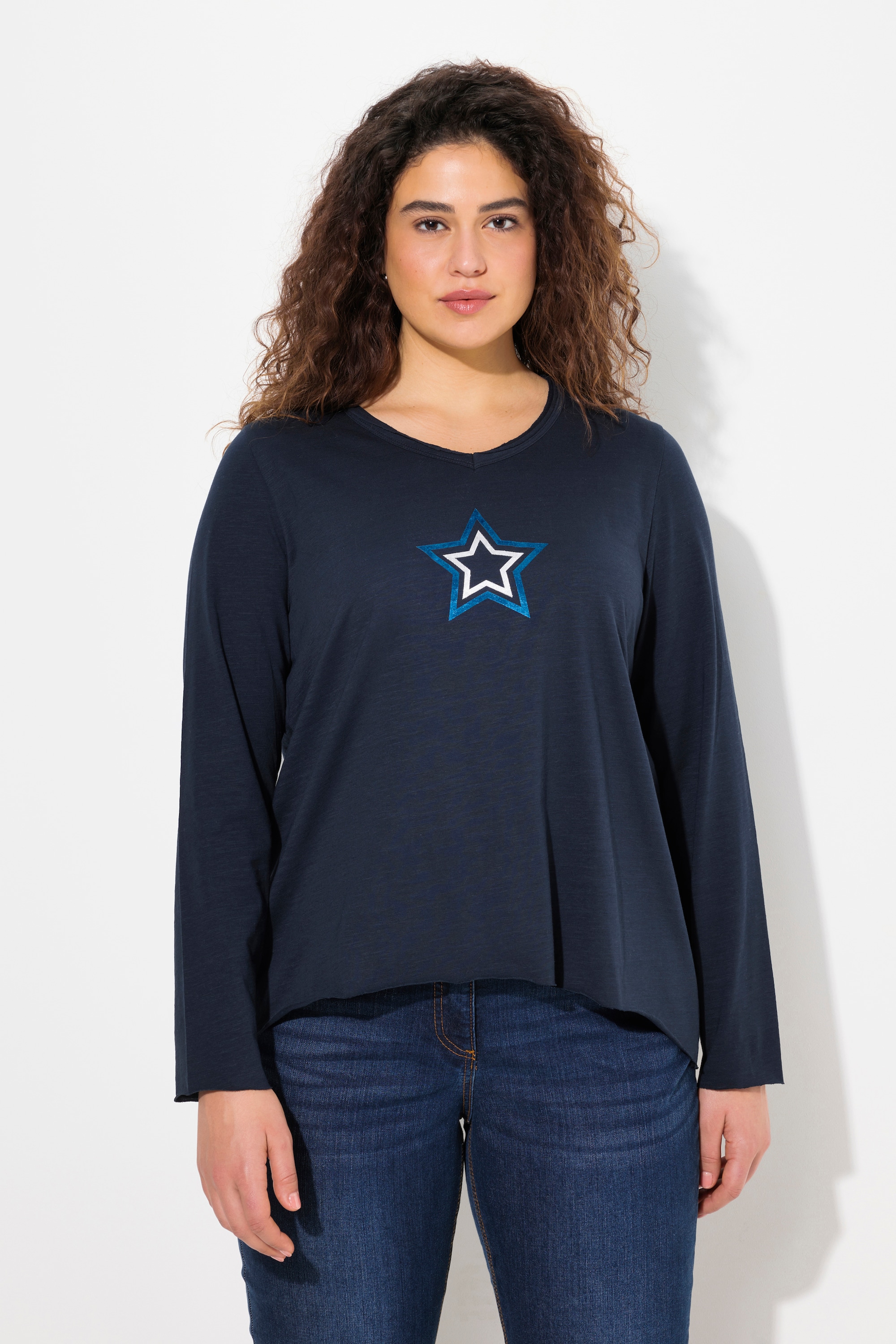 T-shirt avec étoiles et bords roulottés, ULLA POPKEN