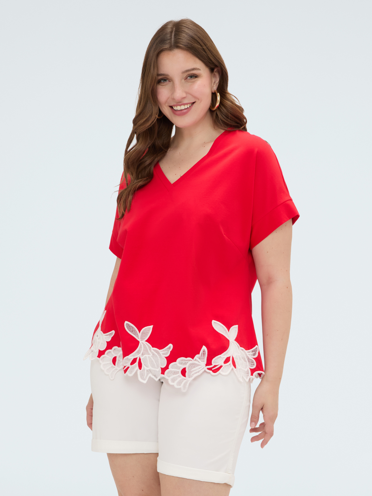 T-shirt avec broderies florales, FIORELLA RUBINO