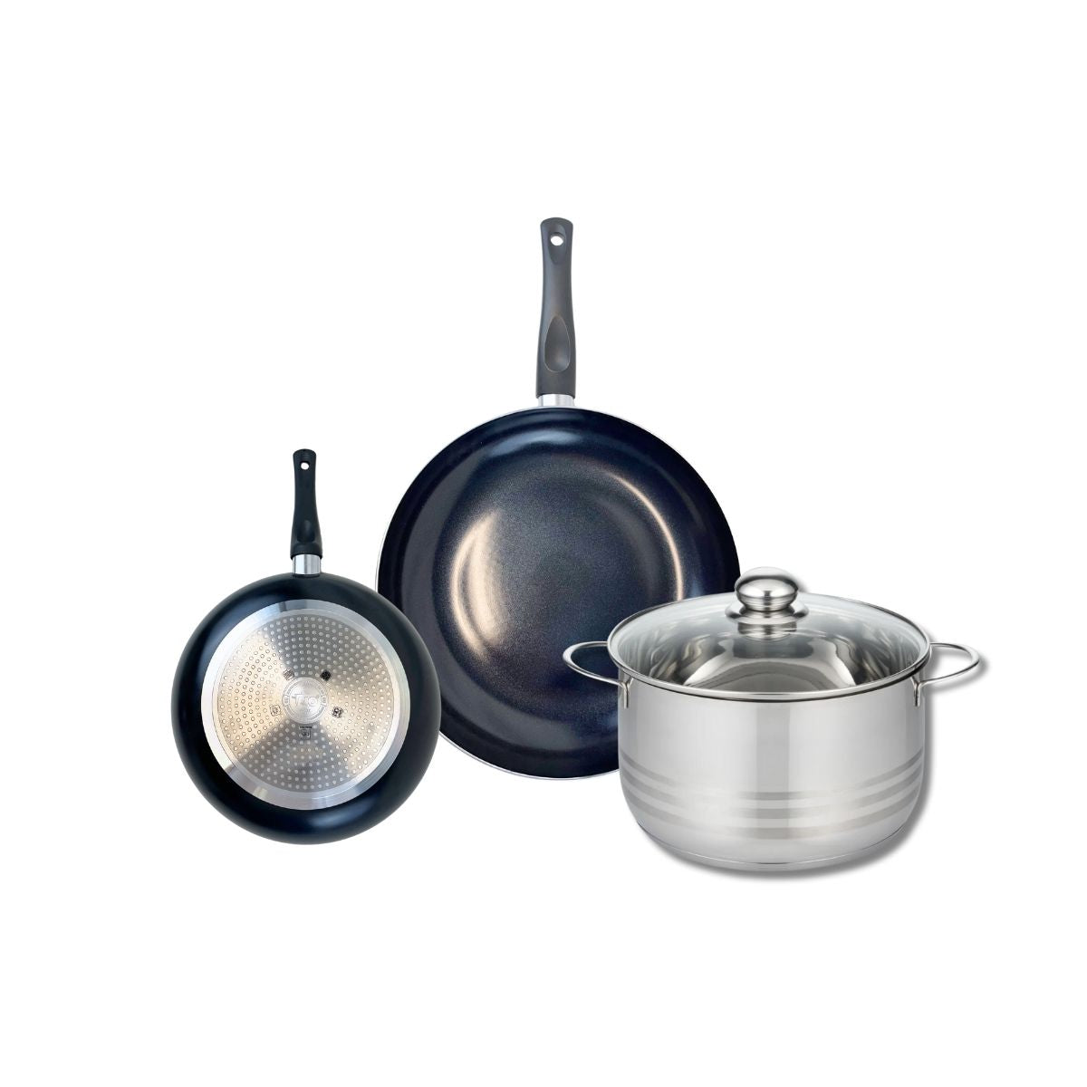 Batterie 2 poêles 20/28cm + 1 faitout 24cm PRIMA BRILLANT, ELO