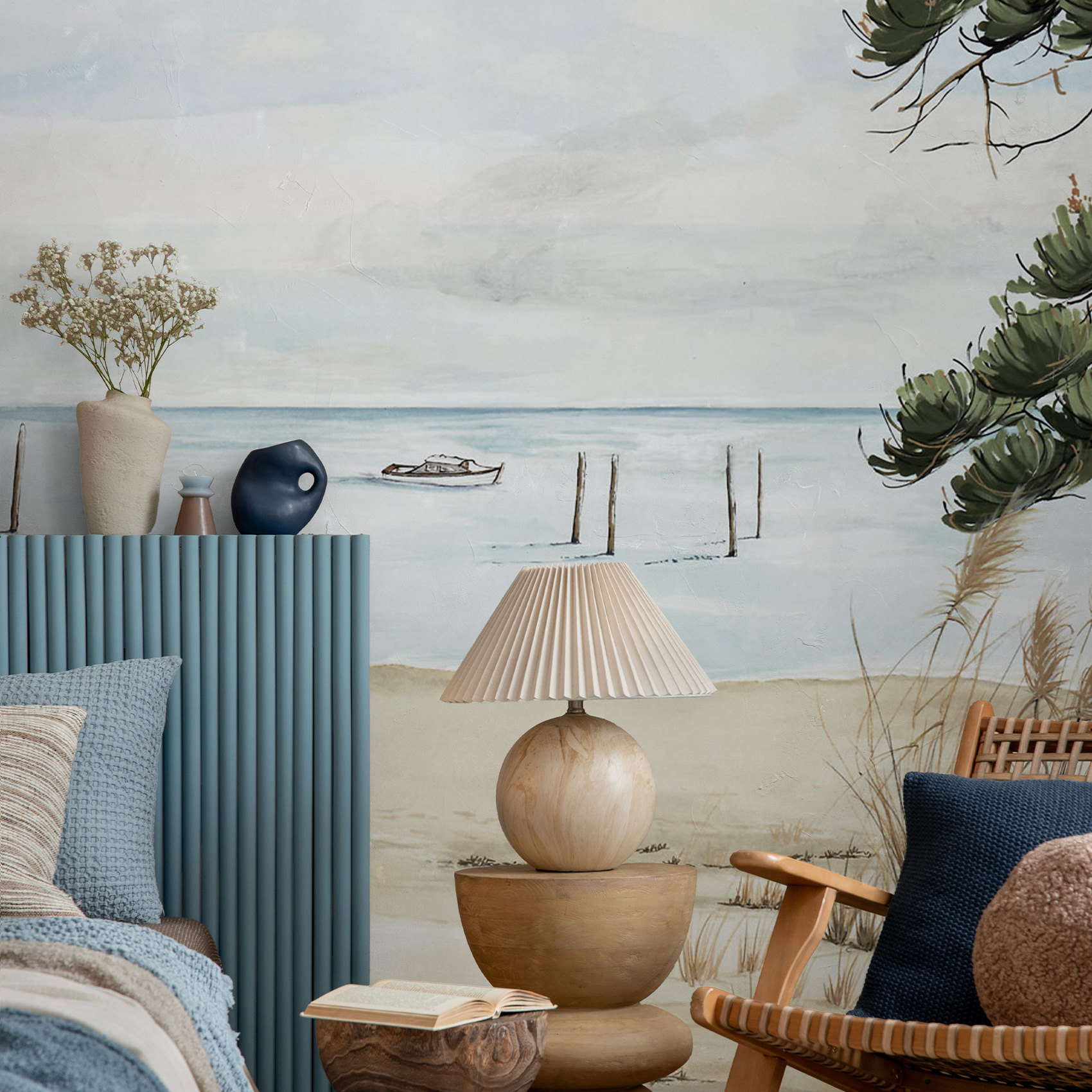 Papier peint panoramique La cabane à huitres, Gris 525 x 250cm, ACTE DECO