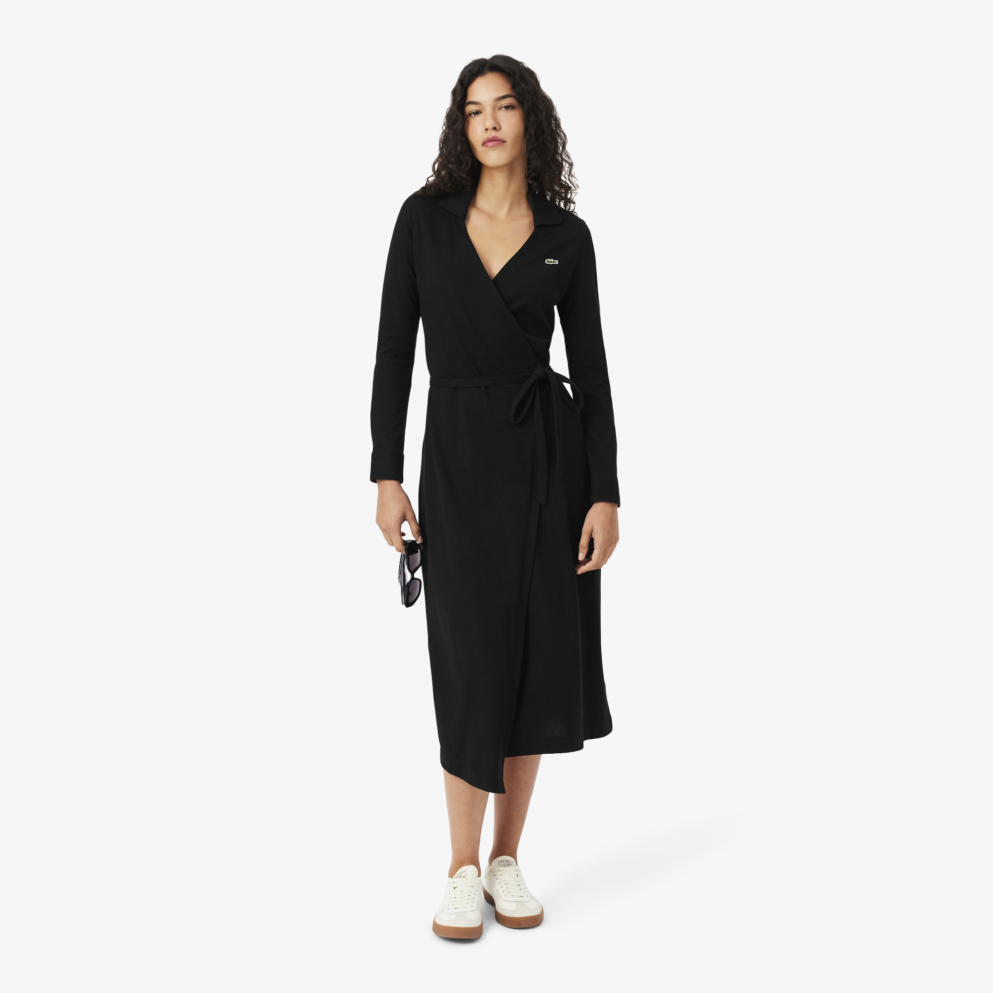 Robe polo portefeuille mini Piqué stretch, LACOSTE