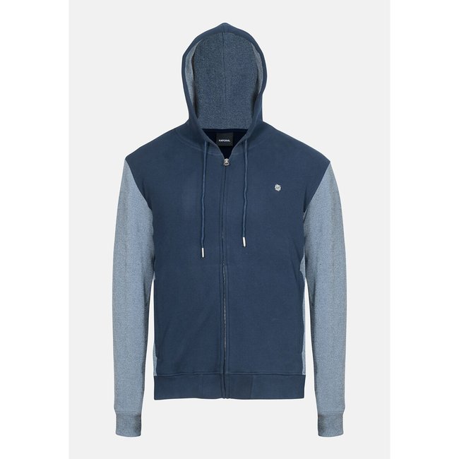 Two-tone zipped hoodie in cotton mix, blue, Kaporal | La Redoute