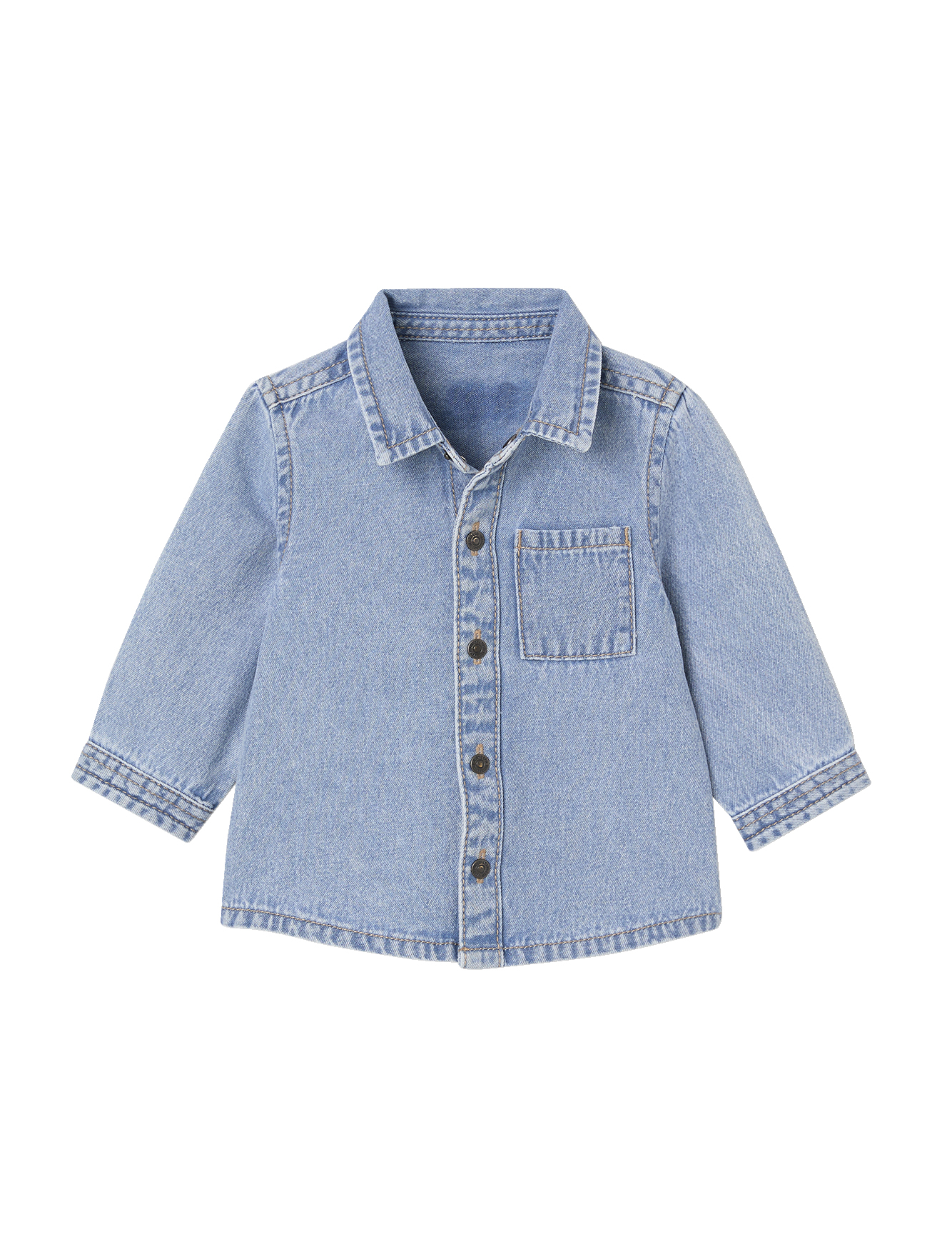 Chemise en jean pressionnée bébé, VERTBAUDET