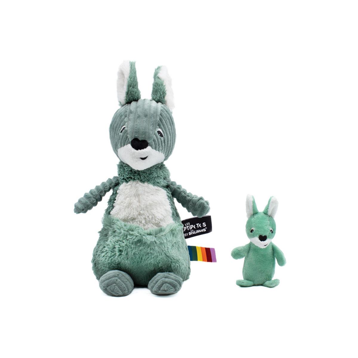 Peluche Allezou le kangourou maman et son bébé, LES DEGLINGOS