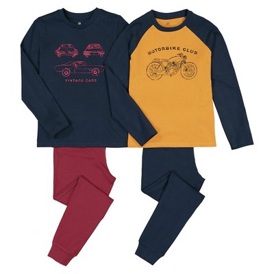 Pack of 2 Pyjamas in Cotton with Car/Motorbike Print LA REDOUTE COLLECTIONS
