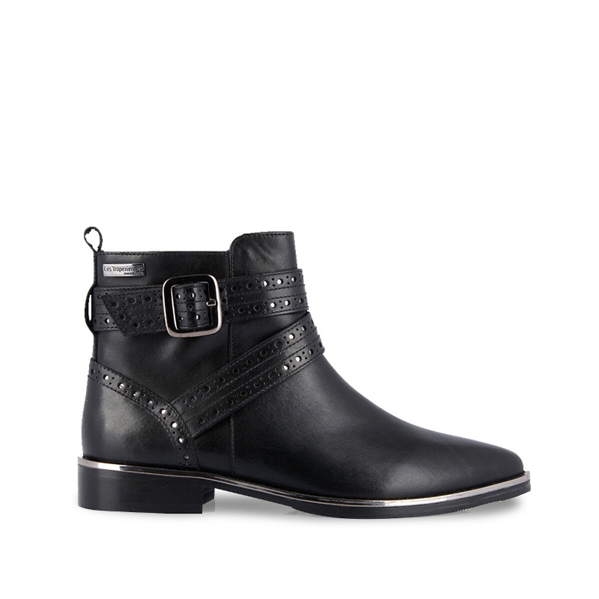 Bottines plates cuir zephir noir Les Tropeziennes Par M Belarbi