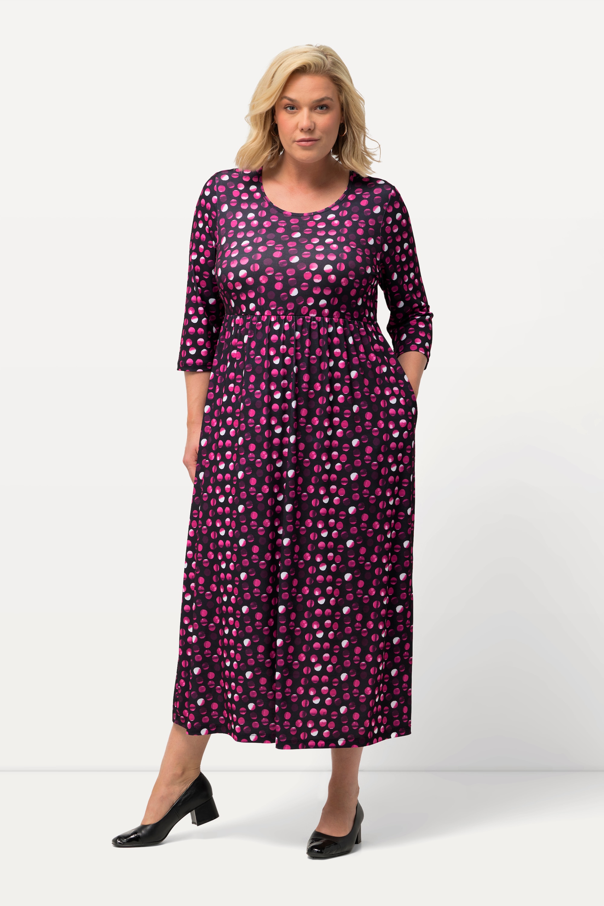 Robe en jersey, pois, silhouette en A, ULLA POPKEN